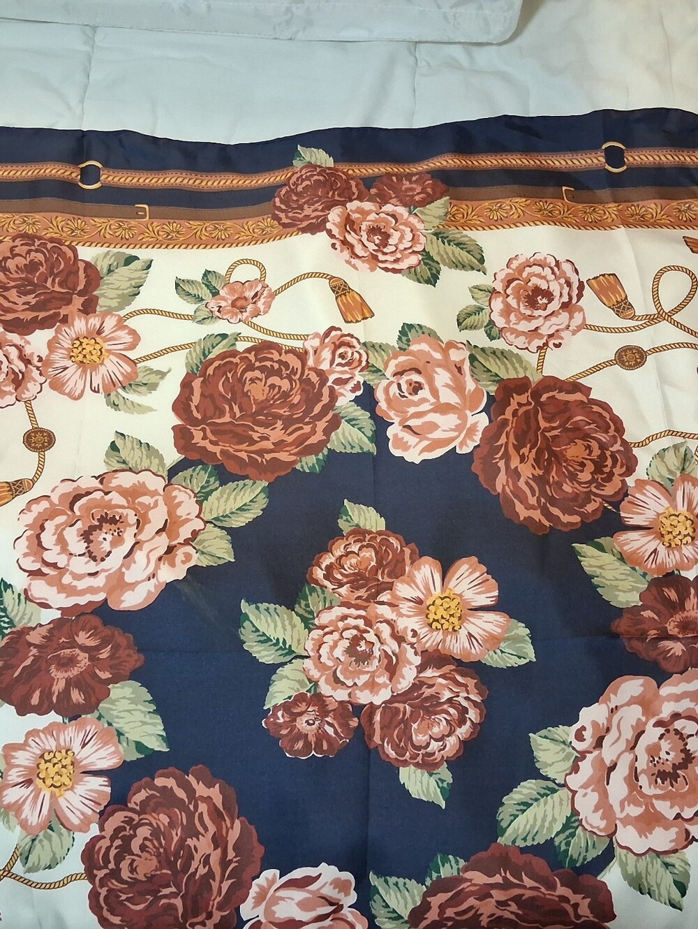 Brooks Brothers Navy, Gold, Rose and Cream Silk Scarf